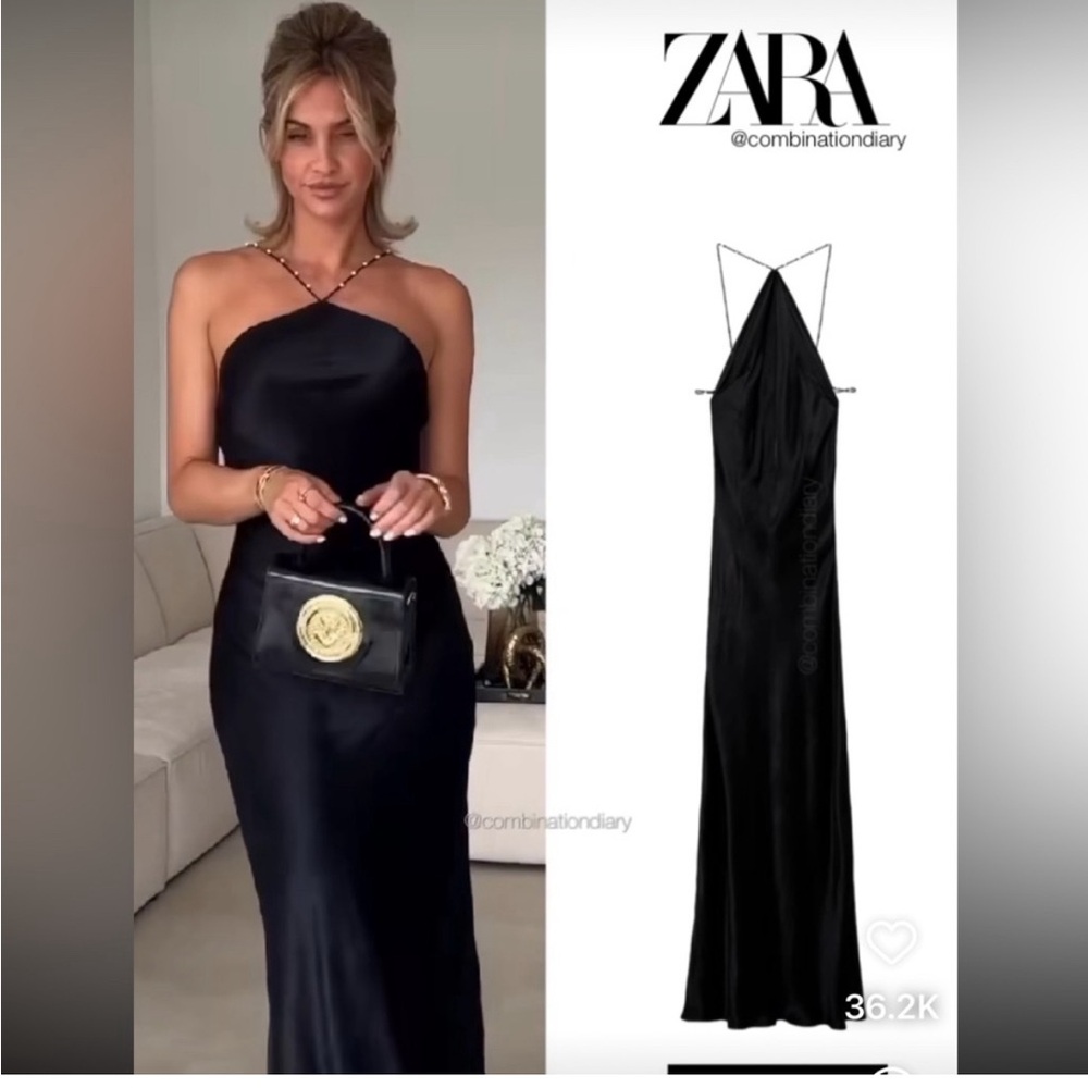 ZARA BEADED HALTER DRESS small
